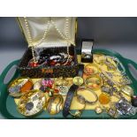 VINTAGE & LATER COSTUME JEWELLERY, lady's wristwatches and bracelets with a quantity of gentlemen'