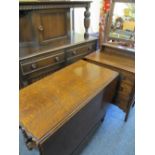 VINTAGE FURNITURE PARCEL, three items including a good oak barley twist gate leg dining table with