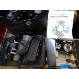 BINOCULARS & CAMERAS, a mixed quantity including a Tasco 10 x 50 Lightweight, a Bushnell 10 x 42,