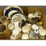 MIXED COLLECTABLE POTTERY, PORCELAIN & STONEWARE including shaving mugs, hand decorated vases ETC