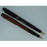 TWO VINTAGE (1930s-40s) 'THE DE LA RUE PEN' FOUNTAIN PENS -1.) Brown Woodgrain No.560 fountain pen