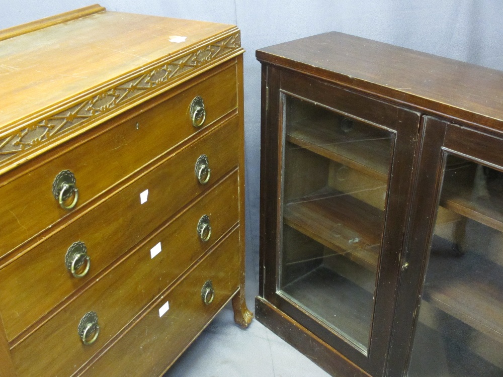 VINTAGE FURNITURE ITEMS (2) to include a four drawer mahogany chest on ball and claw feet, 102cms
