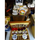 CASED CANTEEN OF CUTLERY, books, lidded sewing table and other collectable items