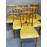 CIRCA 1900 URN & SWAG INLAID MAHOGANY PARLOUR CHAIRS (6) with stuff over seat pads on line inlaid