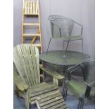 GARDEN FURNITURE ENSEMBLE and a set of vintage wooden step ladders, the garden items to include a