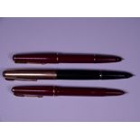 PARKER PENS (3) - two Vintage Red Parker Lady fountain pens, 1. Parker Lady Duofold (c.1958) and