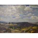 ARTHUR FRIEDENSEN oil on board - expansive heathland landscape, signed, 23.5 x 33.5cms