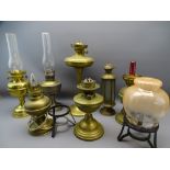 VINTAGE & LATER BRASS OIL LAMPS, a quantity