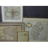 ANTIQUE MAPS - Cumberland Morden, 1722; Lancashire, Kitchin 1750; Chester, Stockdale 1795; and