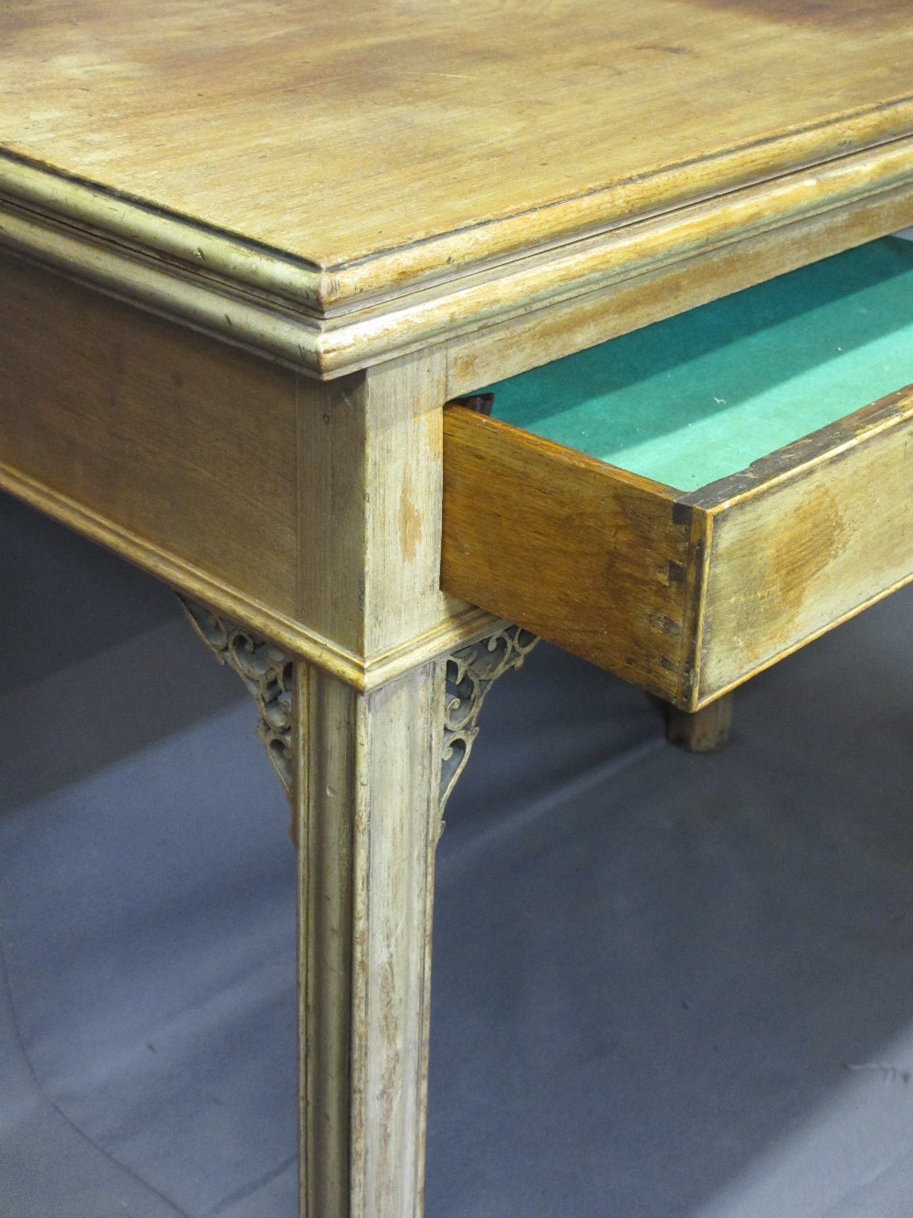 REGENCY MAHOGANY FOLD-OVER TEA TABLE having a single frieze drawer and pierced corner decoration - Image 2 of 3