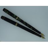 TWO VINTAGE ONOTO 'THE PEN' No 6235 FOUNTAIN PENS - (1930s -1940s) De La Rue with gold plated trim