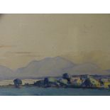 HARRY HUGHES-WILLIAMS watercolour - expansive Anglesey landscape with farmstead and with the