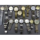 17 GENTLEMAN'S WRISTWATCHES having stainless steel or bi-colour straps, maker's names include