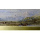 CORNELIUS PEARSON watercolour - the lowlands near Porthmadog with Cnicht and Snowdonia in the