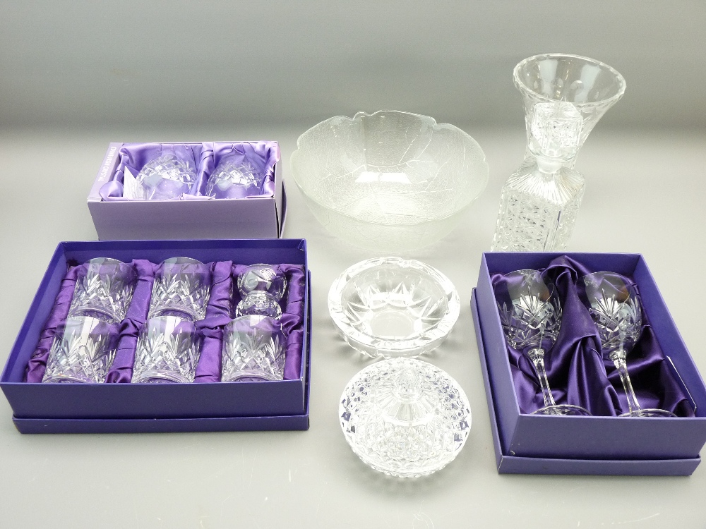 BOXED EDINBURGH CRYSTAL DRINKING GLASSES and other vintage and later glassware