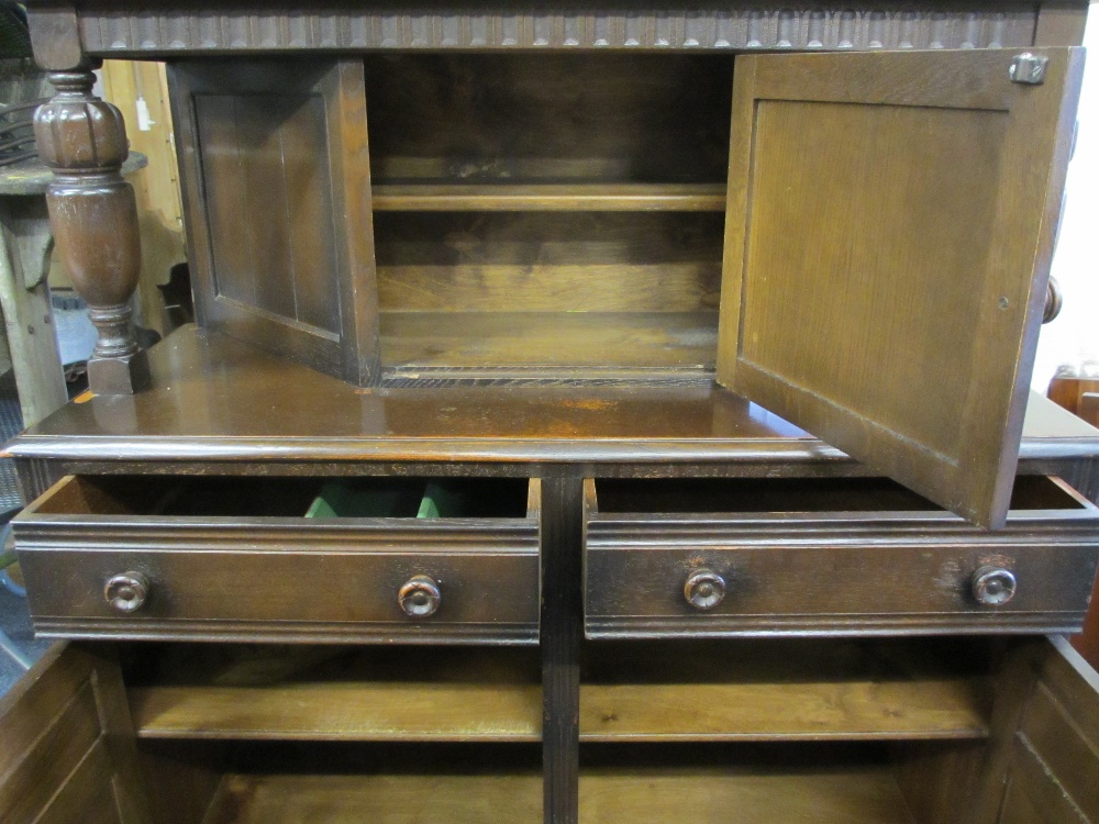 VINTAGE FURNITURE PARCEL, three items including a good oak barley twist gate leg dining table with - Image 3 of 7