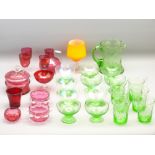 CRANBERRY, URANIUM GREEN & OTHER COLOURFUL GLASSWARE
