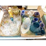 BRISTOL TYPE BLUE & OTHER COLOURFUL GLASSWARE, vintage pressed glass comport and egg cups ETC (