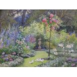 BUDDIG ANWYLINI PUGH (born 1857 Aberdovey) watercolour - 'The Old Garden at Rhagatt Hall, near