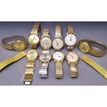 10 VINTAGE & LATER GENTLEMAN'S WRISTWATCHES including two presentation examples with 9ct gold cases,
