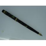 VINTAGE ONOTO 'THE PEN' No.6235 FOUNTAIN PEN - (1930s -1940s) Green Marble De La Rue with gold