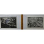 DAVID WOODFORD etchings (2) - Tryfan and Ogwen Valley, both signed in pencil, 14 x 20.5cms both