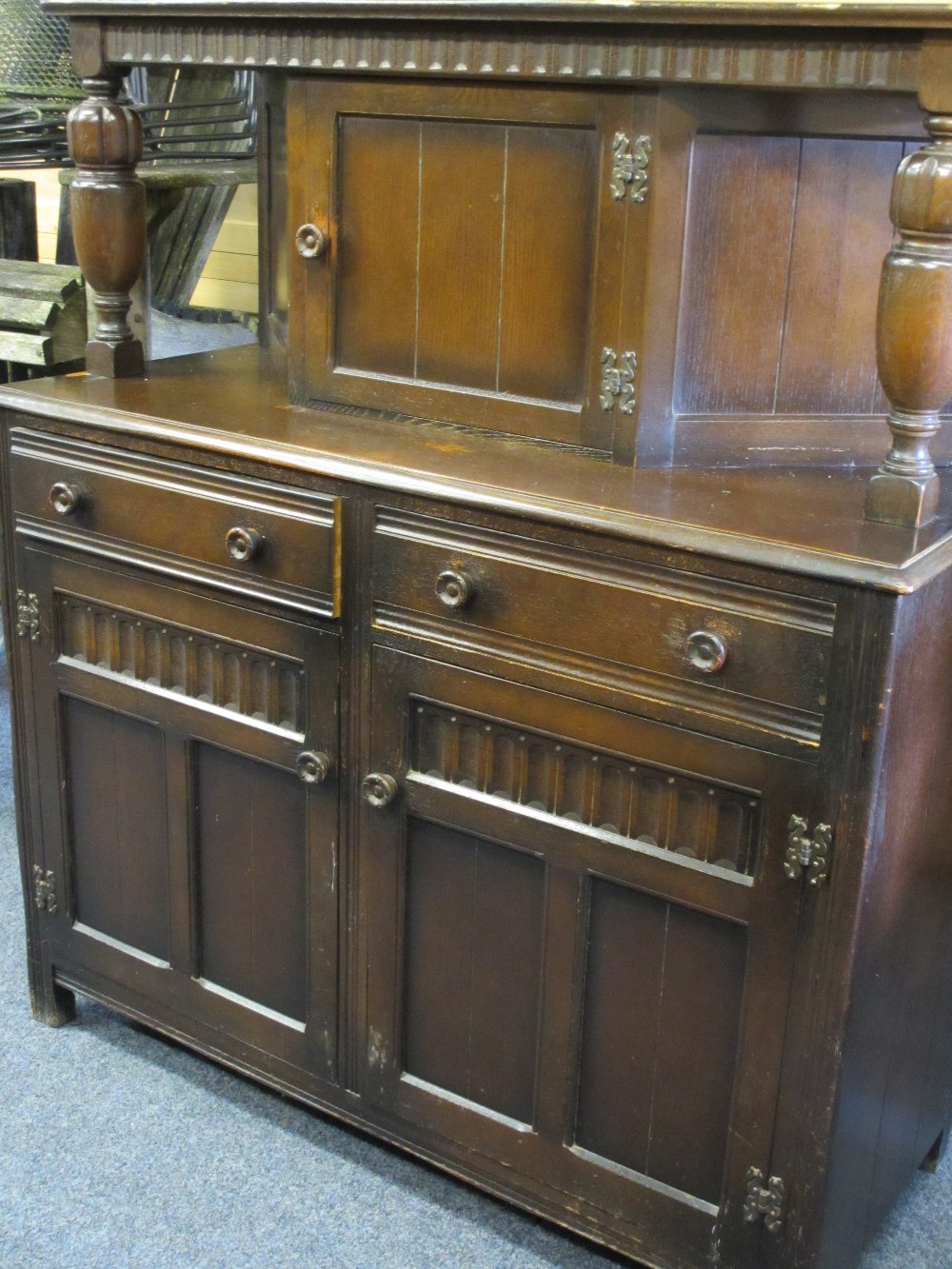 VINTAGE FURNITURE PARCEL, three items including a good oak barley twist gate leg dining table with - Image 2 of 7