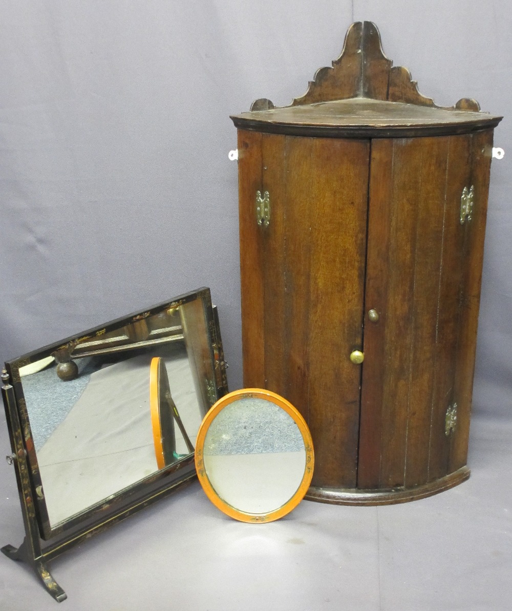 ANTIQUE & VINTAGE FURNITURE, three items including a twin door oak bow front hanging corner cupboard