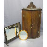 ANTIQUE & VINTAGE FURNITURE, three items including a twin door oak bow front hanging corner cupboard