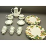 WEDGWOOD AGINCOURT 15 PIECE COFFEE SET and eight Cloverleaf country fruits plates, 27.5cm diameters