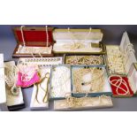 VARIOUS PEARL NECKLACES, a large parcel