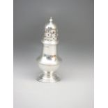 BALUSTER FORM SUGAR CASTER, Birmingham 1925, maker B Street & Co, 12.5cms overall H, 2 troy ozs