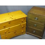 VINTAGE & LATER CHESTS OF DRAWERS (2) including a mahogany three drawer with oval backplates and