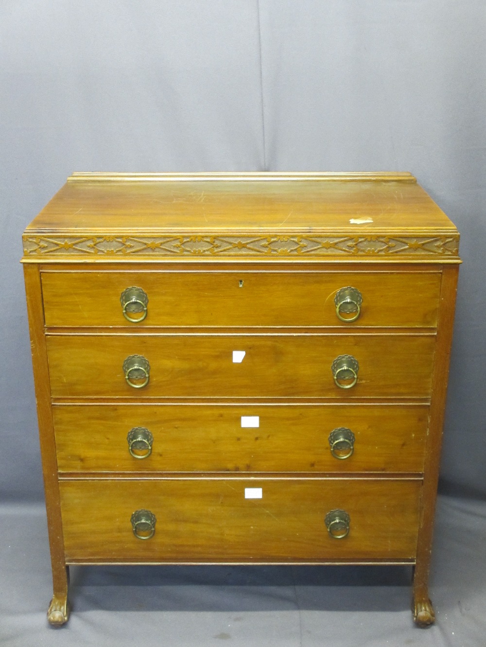 VINTAGE FURNITURE ITEMS (2) to include a four drawer mahogany chest on ball and claw feet, 102cms - Image 2 of 7