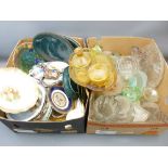MAJOLICA & OTHER DECORATIVE WALL PLATES and a quantity of Art Deco and other glassware (within 2