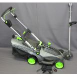 G TECH BATTERY OPERATED GARDEN MOWER and G Tech strimmer (no battery)