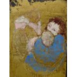 LARGE 20TH CENTURY oil on canvas - Mother and child, 64 x 46cms