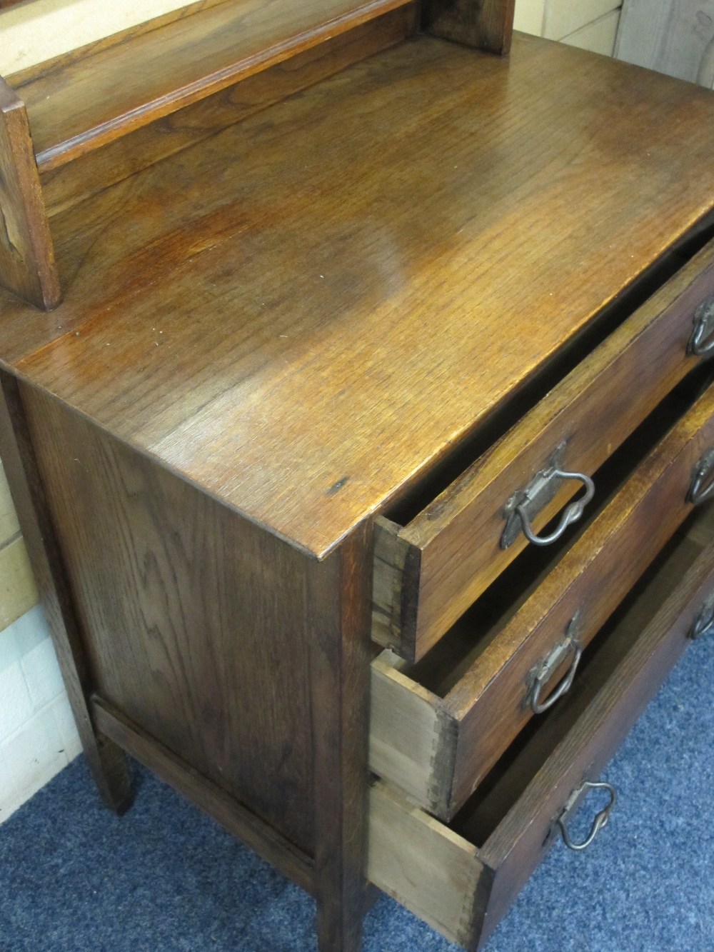 VINTAGE FURNITURE PARCEL, three items including a good oak barley twist gate leg dining table with - Image 7 of 7