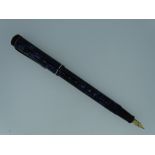 VINTAGE BLUE MARBLE DE LA RUE 'EVERYBODY'S PEN' - (1930s-40s) " with gold plated trim and