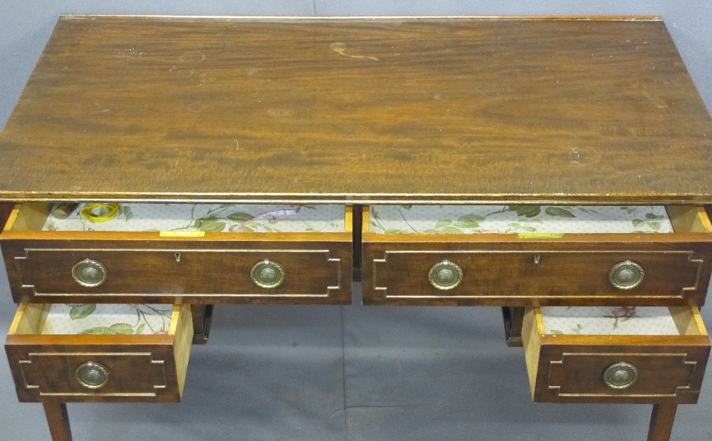 REPRODUCTION MAHOGANY DESK, rectangular top over two long drawers and two smaller with brass ring - Image 2 of 4