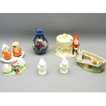 COLOURFUL CONDIMENTS, MOORCROFT VASE, Hornsea posy, a small collection including a Crown Devon pixie