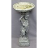 GARDEN STONEWARE - bird bath figurine, 85cms H, 39cms Diameter