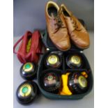 DRAKE'S PRIDE PROFESSIONAL BOWLING BALLS SET OF FOUR and an additional pair in canvas carry cases
