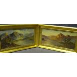 JOEL OWEN oil on canvas, a pair - lake and mountain scenes, each signed and dated, 20 x 40cms