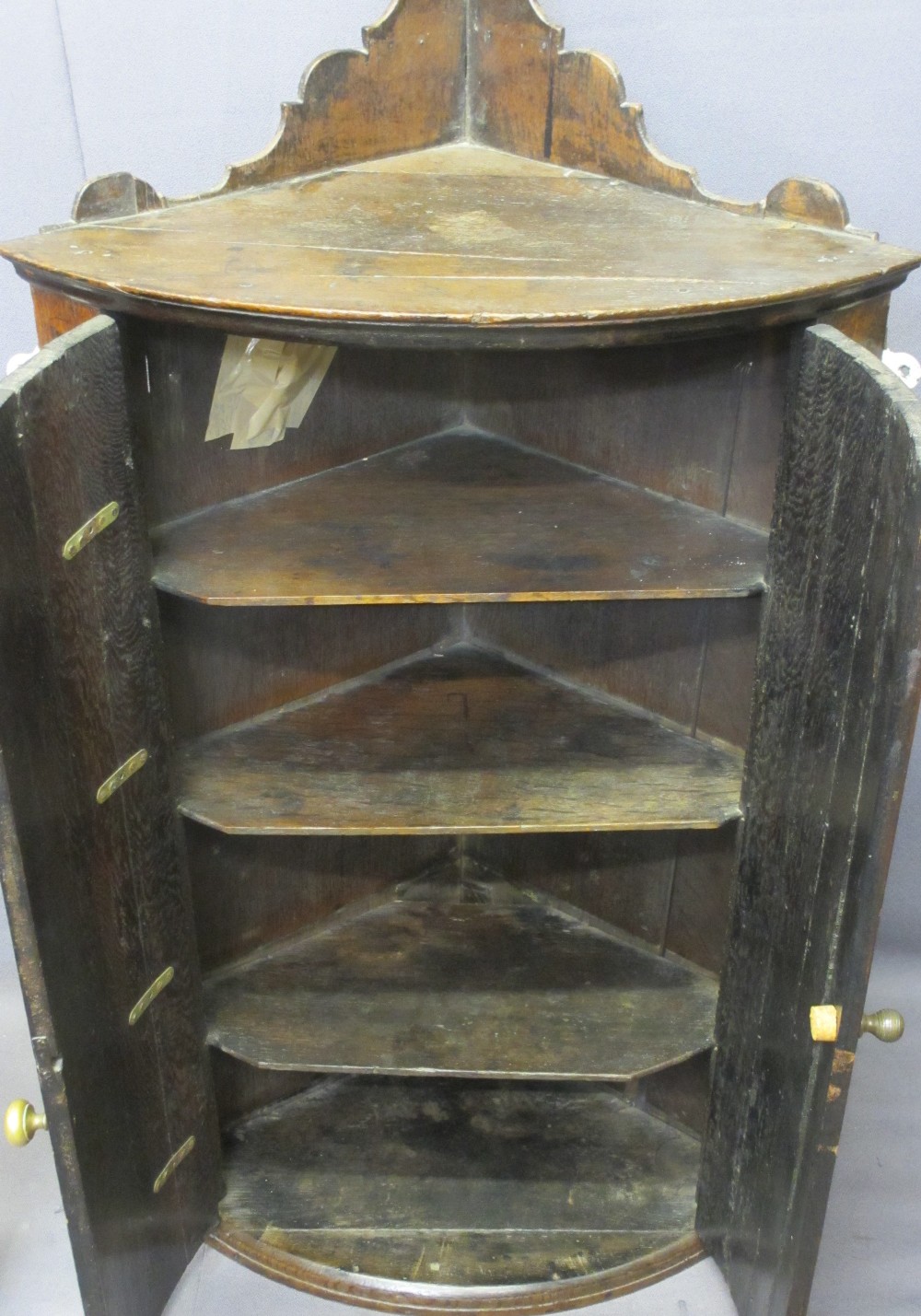 ANTIQUE & VINTAGE FURNITURE, three items including a twin door oak bow front hanging corner cupboard - Image 2 of 3