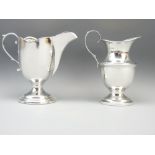 TWO BIRMINGHAM SILVER CREAM JUGS, makers S Blanckensee & Son to include a ewer form on circular foot