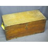 VINTAGE BRASS BANDED CAMPHORWOOD CHEST with interior candle box, 36cms H, 80.5cms L, 37cms D