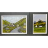 D O T (Beddgelert Artist) two acrylics on board - 1. Snowdonia farmstead, initialled, 21 x 15cms and