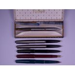 PARKER PENS (6) - three Vintage (1971 - 75) Parker New Slimfold/45 fountain pens, 1. Dark Red New