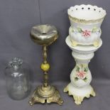 ONYX & BRASSWARE FANCY SMOKER'S COMPANION, Continental jardiniere and stand and a Demijohn